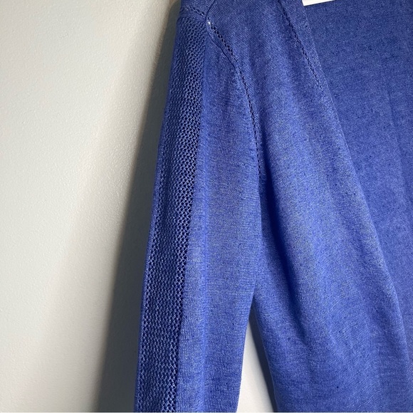 Talbots Womens Linen Knit Open Front Cardigan Blue Petite Sz M Lightweight - Picture 5 of 12